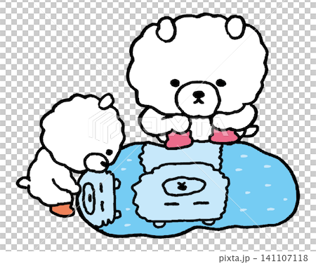 Comical and cute animal character assets playing in puddles 141107118