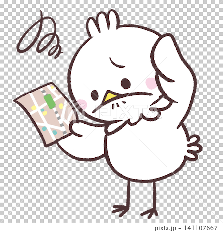 An illustration of a white bird holding a map and looking troubled. An illustration of a white bird holding a map and looking troubled. 141107667
