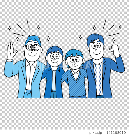 A business illustration of a man and woman with their arms around each other's shoulders; a picture of hardworking men and women. A business illustration of a man and woman with their arms around each other's shoulders; a picture of hardworking men and women. 141108010