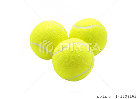 Bright yellow tennis balls isolated on white background 141108163