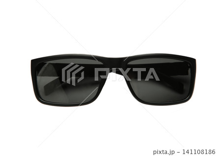 Stylish black sunglasses isolated on white background. Top view Stylish black sunglasses isolated on white background. Top view 141108186