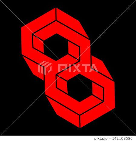 Impossible optical illusion shapes. Optical art object. Impossible figures. Unreal geometric objects. Logo. Impossible optical illusion shapes. Optical art object. Impossible figures. Unreal geometric objects. Logo. 141108586