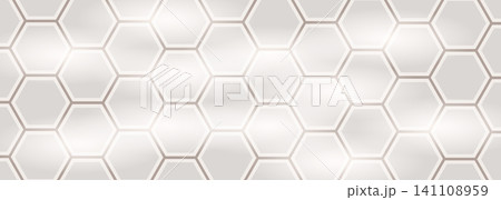 Beige hexagon ceramic tiles for kitchen backsplash, bathroom wall, toilet floor and sidewalk. Hex tile mosaic pattern. Beige hexagon ceramic tiles for kitchen backsplash, bathroom wall, toilet floor and sidewalk. Hex tile mosaic pattern. 141108959