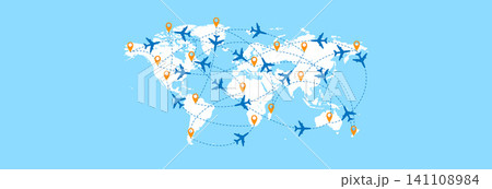 World map with airplanes. World map with airplanes. 141108984