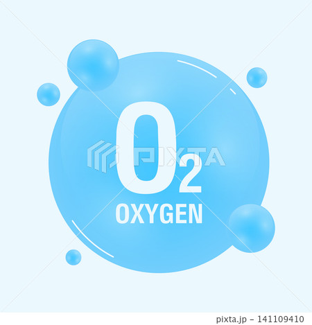 3D cartoon illustration of oxygen molecule depicting O2 chemical element bubble for science and medical design 3D cartoon illustration of oxygen molecule depicting O2 chemical element bubble for science and medical design 141109410