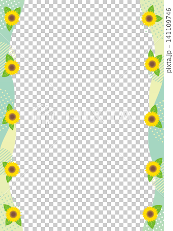 Sunflower and geometric pattern vertical left and right frames - green Sunflower and geometric pattern vertical left and right frames - green 141109746