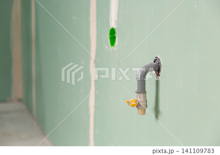 Natural gas valve installation inside unfinished interior wall Natural gas valve installation inside unfinished interior wall 141109783