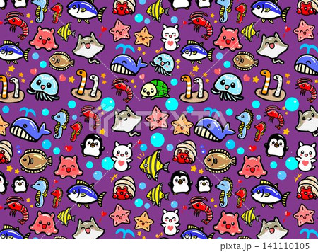 かわいい海の生き物のパターン壁紙イラスト素材3 かわいい海の生き物のパターン壁紙イラスト素材3 141110105