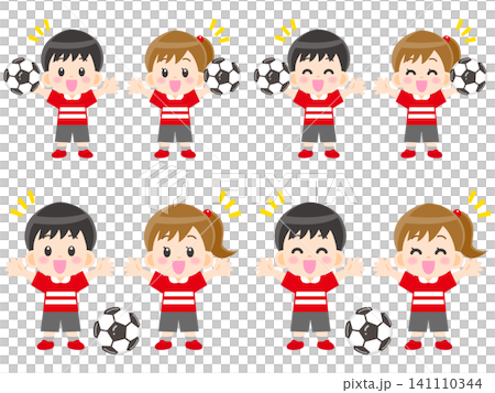 サッカーボールと子供のイラスト素材セット4 サッカーボールと子供のイラスト素材セット4 141110344