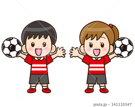 サッカーボールと子供のイラスト素材3 141110347