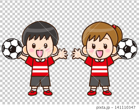 サッカーボールと子供のイラスト素材3 141110347