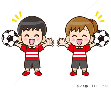 サッカーボールと子供のイラスト素材4 サッカーボールと子供のイラスト素材4 141110348