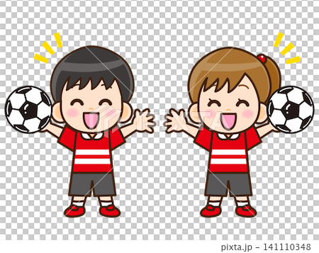 サッカーボールと子供のイラスト素材4 サッカーボールと子供のイラスト素材4 141110348