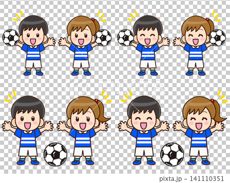 サッカーボールと子供のイラスト素材セット サッカーボールと子供のイラスト素材セット 141110351