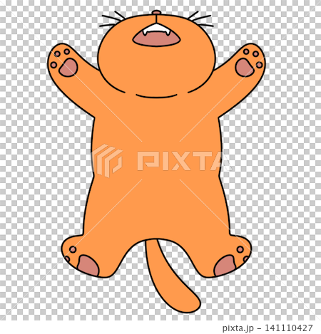 Orange cat stretches upward with joy Orange cat stretches upward with joy 141110427