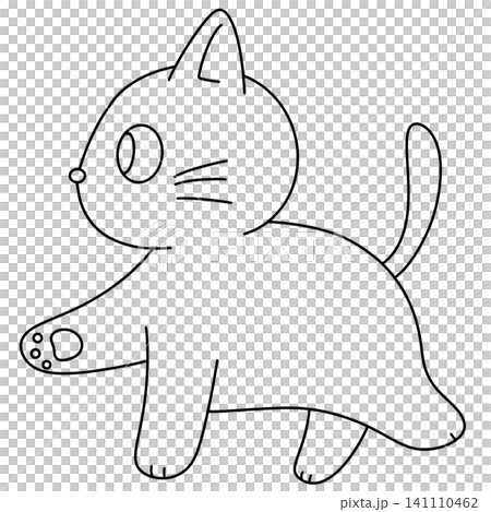 Cute cartoon cat walks forward with curious eyes Cute cartoon cat walks forward with curious eyes 141110462