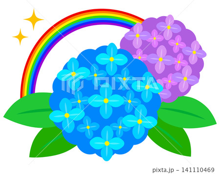 虹と紫陽花のイラスト素材 虹と紫陽花のイラスト素材 141110469