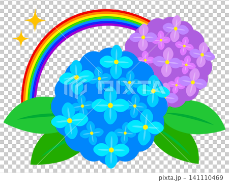 彩虹和繡球花的插圖素材 彩虹和繡球花的插圖素材 141110469