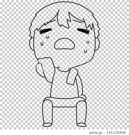 Chibi character sits, eyes closed, face wet with tears Chibi character sits, eyes closed, face wet with tears 141110490