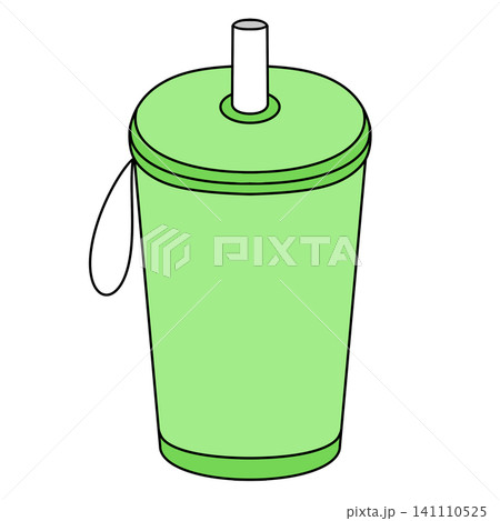 Green cup with lid and straw Green cup with lid and straw 141110525
