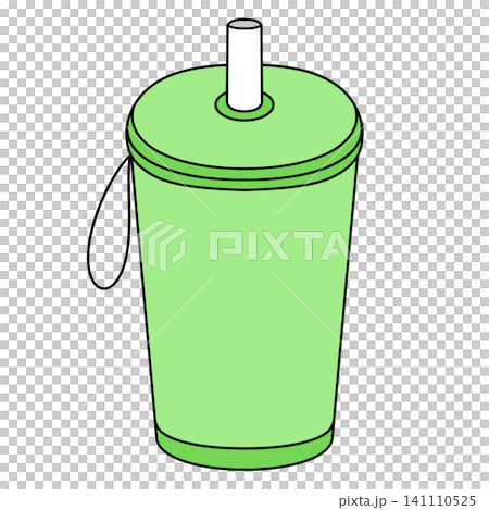 Green cup with lid and straw Green cup with lid and straw 141110525
