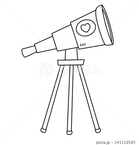 Simple telescope on tripod, outlined in black Simple telescope on tripod, outlined in black 141110585
