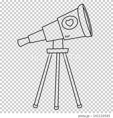 Simple telescope on tripod, outlined in black Simple telescope on tripod, outlined in black 141110585