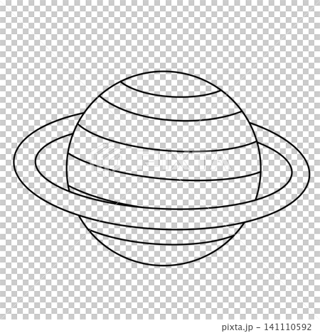 Simple line drawing of Saturn with rings 141110592