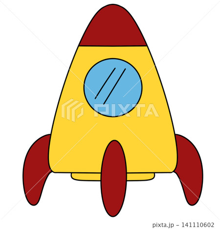 Bright yellow rocket with red nose and fins Bright yellow rocket with red nose and fins 141110602