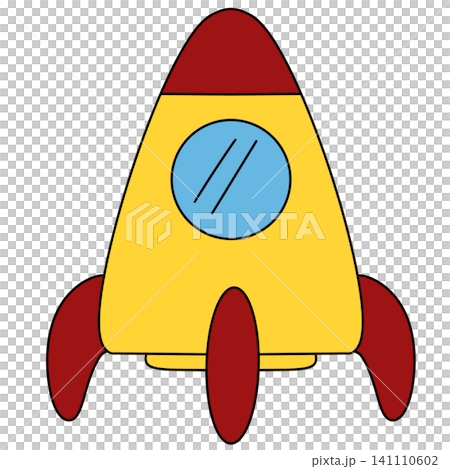 Bright yellow rocket with red nose and fins Bright yellow rocket with red nose and fins 141110602