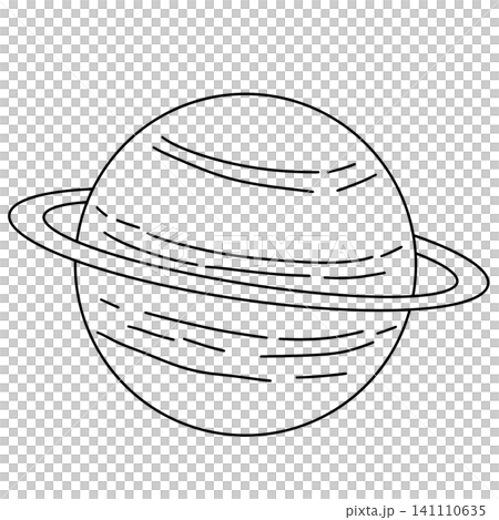 Simple line drawing of Saturn with its rings 141110635