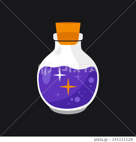 Magic potion bottle with sparkling liquid vector halloween illustration element 141111129