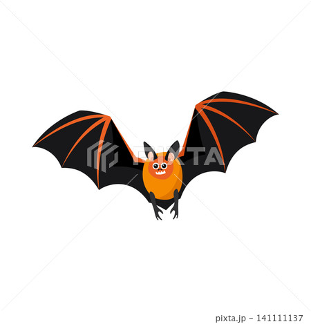 Flying black bat vector illustration spreading wings spooky halloween animal 141111137