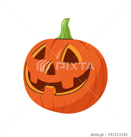 Happy smiling orange Jack o lantern pumpkin vector illustration spooky halloween face Happy smiling orange Jack o lantern pumpkin vector illustration spooky halloween face 141111142