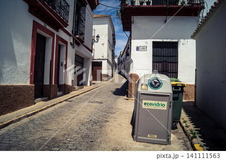 Traditional white-washed narrow streets and historical Andalusian architecture in Carmona Traditional white-washed narrow streets and historical Andalusian architecture in Carmona 141111563