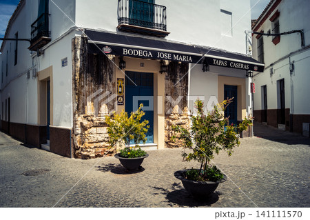 Traditional white-washed narrow streets and historical Andalusian architecture in Carmona Traditional white-washed narrow streets and historical Andalusian architecture in Carmona 141111570