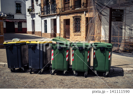 Public waste management and sanitation bins in the streets of Carmona Public waste management and sanitation bins in the streets of Carmona 141111590