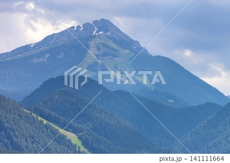 Bansko, Pirin, Bulgaria summer empty ski slopes and chairlift in green pine tree mountains Bansko, Pirin, Bulgaria summer empty ski slopes and chairlift in green pine tree mountains 141111664