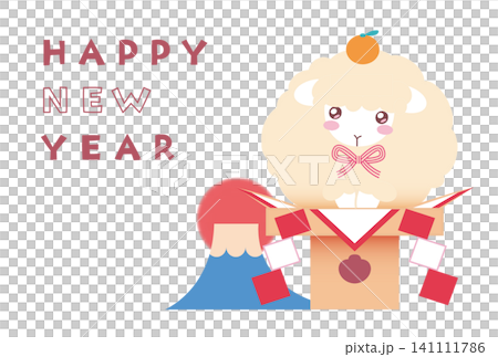 一個簡單可愛的綿羊主題新年卡片模板(紅色),適合羊年。 一個簡單可愛的綿羊主題新年卡片模板(紅色),適合羊年。 141111786