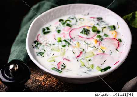 Okroshka, traditional summer cold soup Okroshka, traditional summer cold soup 141111841