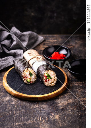 Trendy viral sushi burrito or shawarma Trendy viral sushi burrito or shawarma 141111865