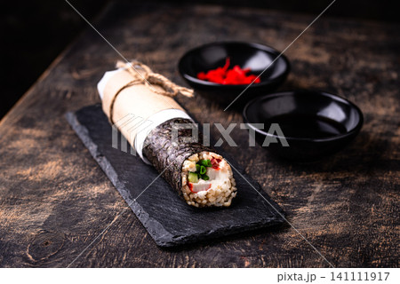 Trendy viral sushi burrito or shawarma 141111917