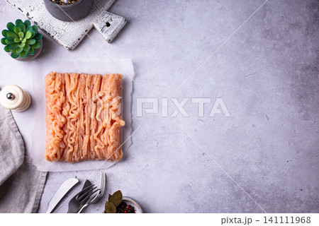 Raw fresh uncooked minced meat 141111968