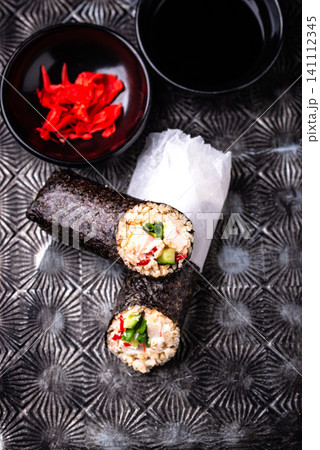 Trendy viral sushi burrito or shawarma Trendy viral sushi burrito or shawarma 141112345