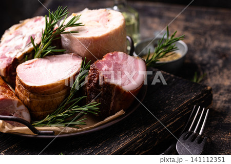 Different meat, sausages, ham and smoked pork 141112351