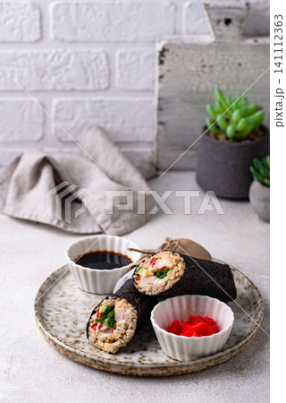 Trendy viral sushi burrito or shawarma Trendy viral sushi burrito or shawarma 141112363