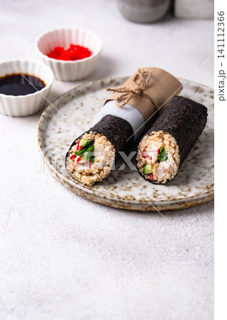 Trendy viral sushi burrito or shawarma Trendy viral sushi burrito or shawarma 141112366
