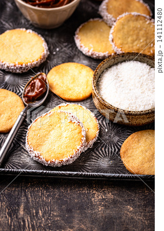 Alfajores, traditional Spanish sandwich cookies 141112480