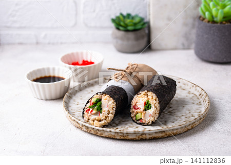 Trendy viral sushi burrito or shawarma Trendy viral sushi burrito or shawarma 141112836