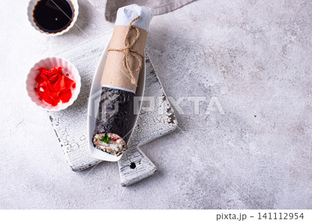 Trendy viral sushi burrito or shawarma 141112954
